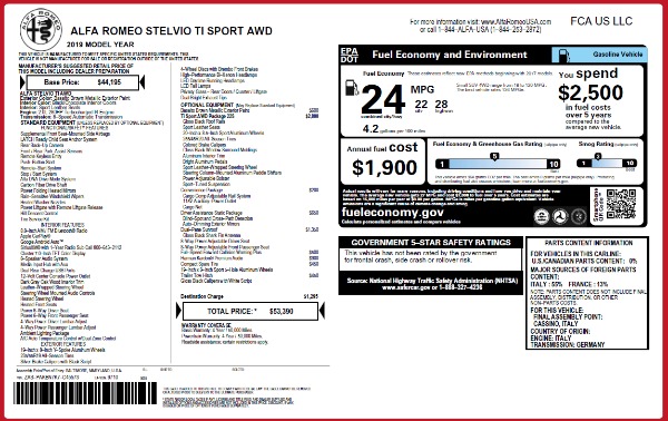 New 2019 Alfa Romeo Stelvio Ti Sport Q4 for sale Sold at McLaren Greenwich in Greenwich CT 06830 2
