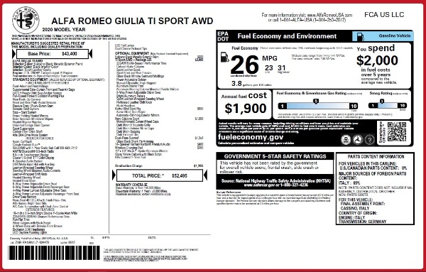 New 2020 Alfa Romeo Giulia Ti Sport Q4 for sale Sold at McLaren Greenwich in Greenwich CT 06830 2