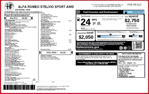 New 2020 Alfa Romeo Stelvio Sport Q4 for sale Sold at McLaren Greenwich in Greenwich CT 06830 2