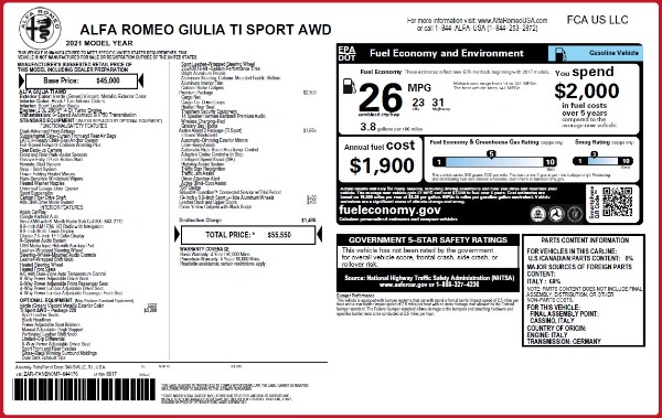 New 2021 Alfa Romeo Giulia Ti Sport Q4 for sale Sold at McLaren Greenwich in Greenwich CT 06830 2