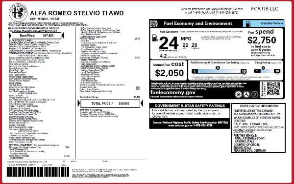 New 2021 Alfa Romeo Stelvio Ti Q4 for sale $56,900 at McLaren Greenwich in Greenwich CT 06830 2