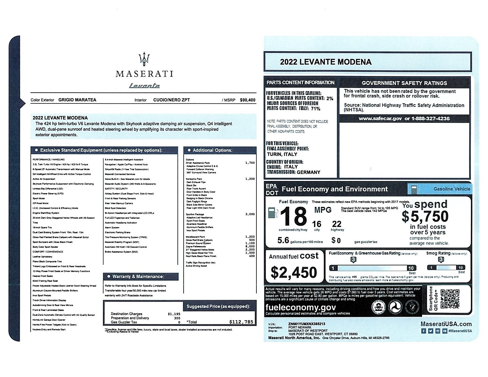 New 2022 Maserati Levante Modena for sale Sold at McLaren Greenwich in Greenwich CT 06830 1