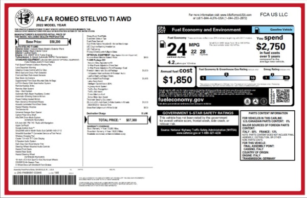 New 2022 Alfa Romeo Stelvio Ti for sale $57,300 at McLaren Greenwich in Greenwich CT 06830 2
