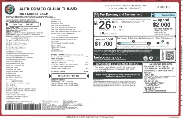 New 2022 Alfa Romeo Giulia Ti for sale $51,895 at McLaren Greenwich in Greenwich CT 06830 2