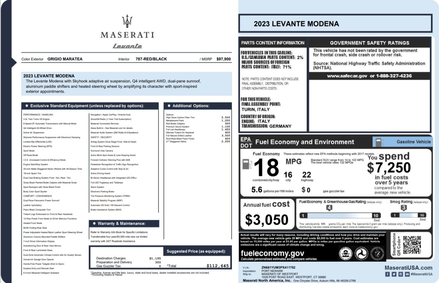 Used 2023 Maserati Levante Modena for sale $51,900 at McLaren Greenwich in Greenwich CT 06830 1