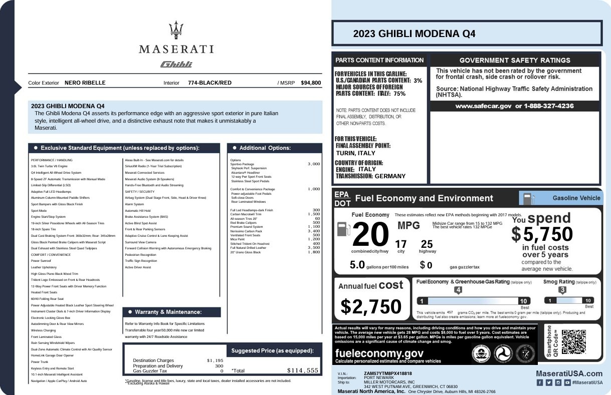 Used 2023 Maserati Ghibli Modena Q4 for sale Call for price at McLaren Greenwich in Greenwich CT 06830 1