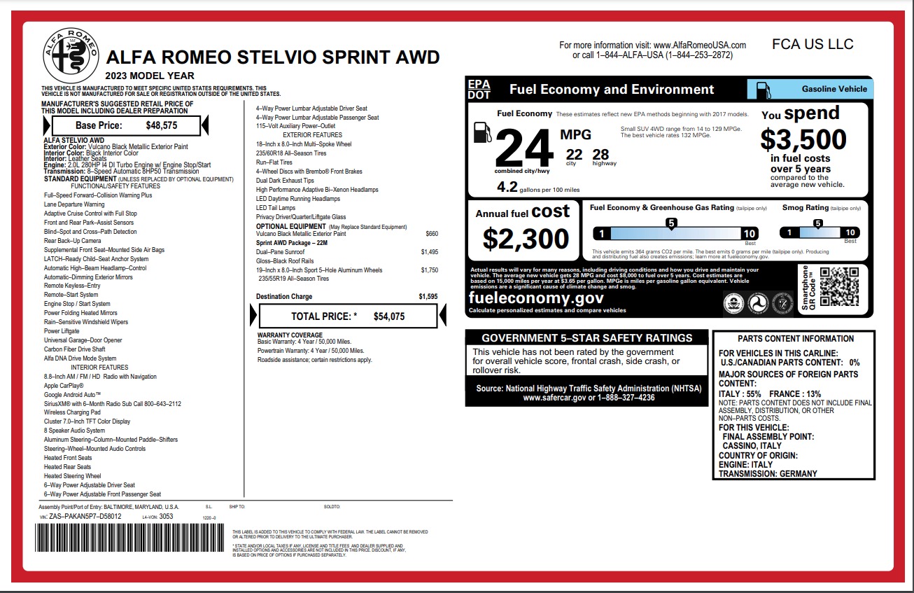 Used 2023 Alfa Romeo Stelvio Sprint for sale $29,900 at McLaren Greenwich in Greenwich CT 06830 1