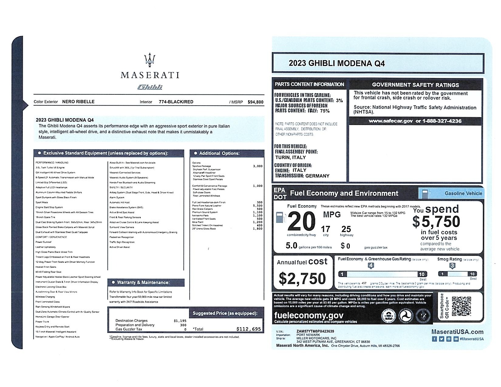 Used 2023 Maserati Ghibli Modena Q4 for sale Call for price at McLaren Greenwich in Greenwich CT 06830 1