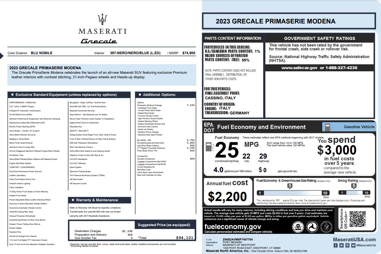 Used 2023 Maserati Grecale Modena for sale $48,900 at McLaren Greenwich in Greenwich CT 06830 1