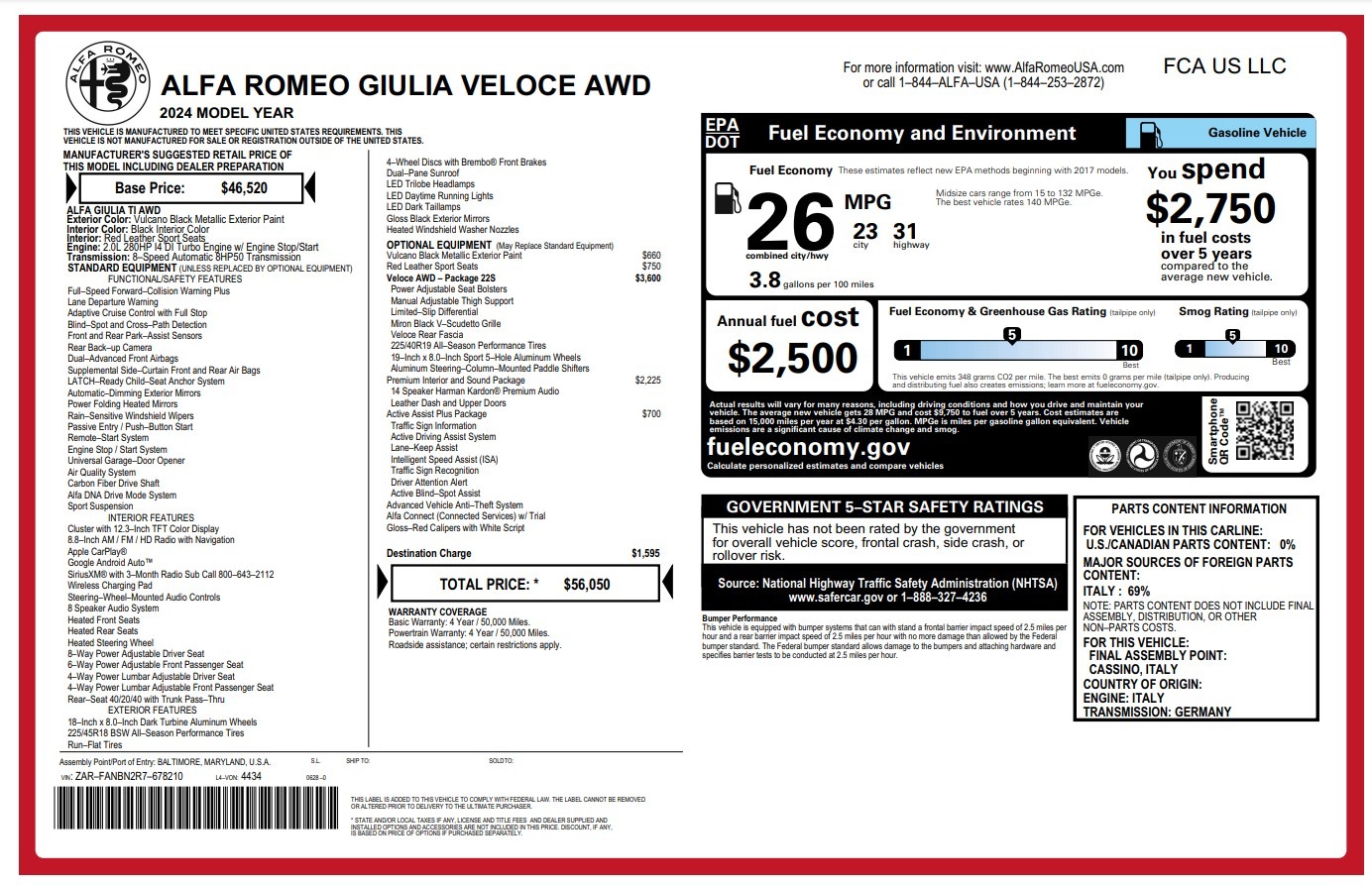 New 2024 Alfa Romeo Giulia Veloce for sale Sold at McLaren Greenwich in Greenwich CT 06830 1