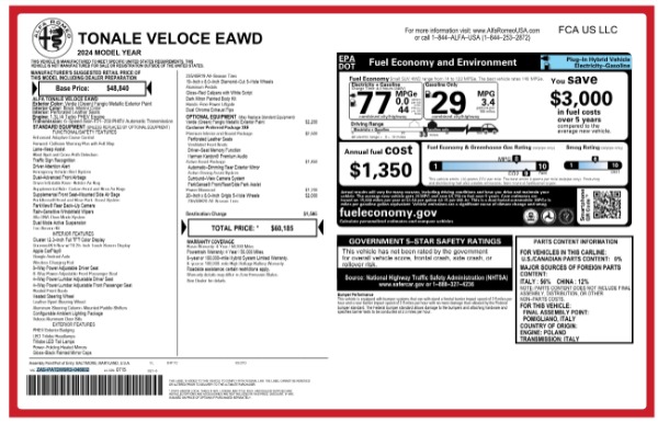 New 2024 Alfa Romeo Tonale Veloce for sale Sold at McLaren Greenwich in Greenwich CT 06830 3