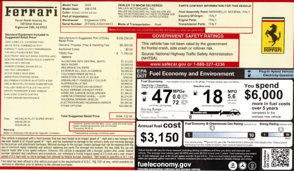 Used 2025 Ferrari 296 GTB for sale Sold at McLaren Greenwich in Greenwich CT 06830 2