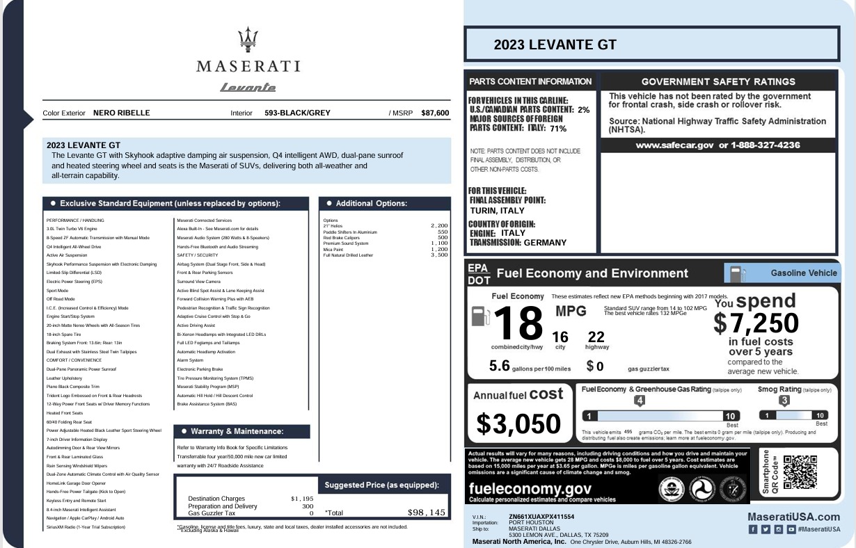 Used 2023 Maserati Levante GT for sale $49,900 at McLaren Greenwich in Greenwich CT 06830 1